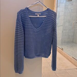Steve Madden Periwinkle V-Neck open Knit Sweater - size M